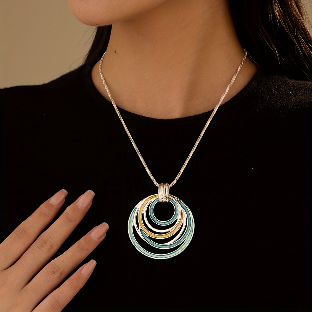Bohemian Enamel Round Pendant Necklace
